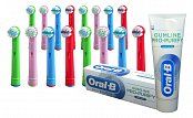 Conjunto de 16 piezas de cabezas de repuesto a NK06 Cepillo de dientes Braun Oral-B regalo de los cabritos + pasta de dientes Oral-B